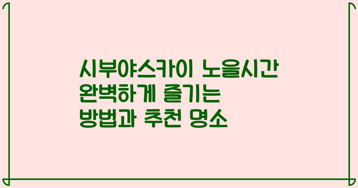 시부야스카이 노을시간 완벽하게 즐기는 방법과 추천 명소
