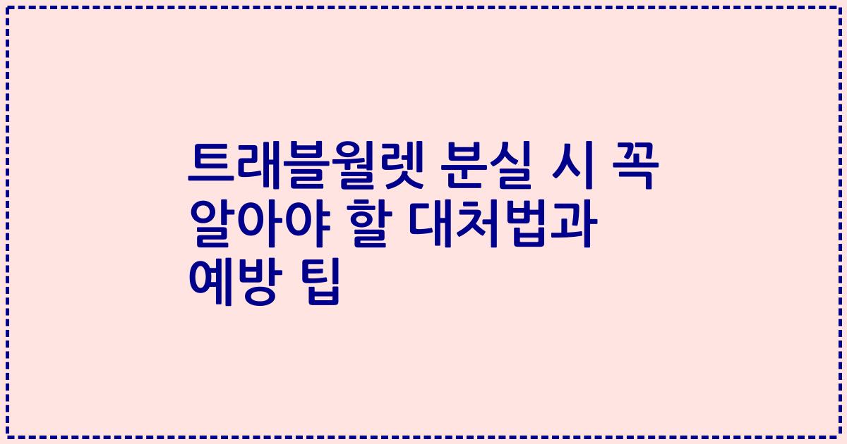 트래블월렛 분실 시 꼭 알아야 할 대처법과 예방 팁